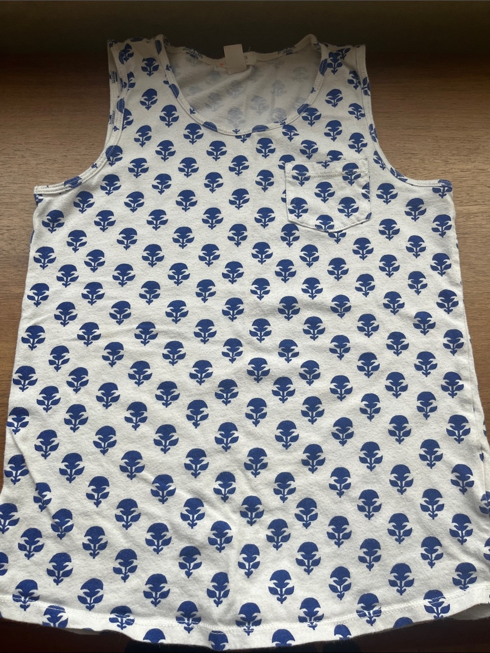 Crewcuts White Tank with Blue Floral Motif
